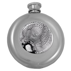 Fragmented Fractal Memories And Gunpowder Glass Round Hip Flask (5 Oz) by jayaprime