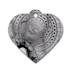 Fragmented Fractal Memories And Gunpowder Glass Dog Tag Heart (two Sides) by jayaprime