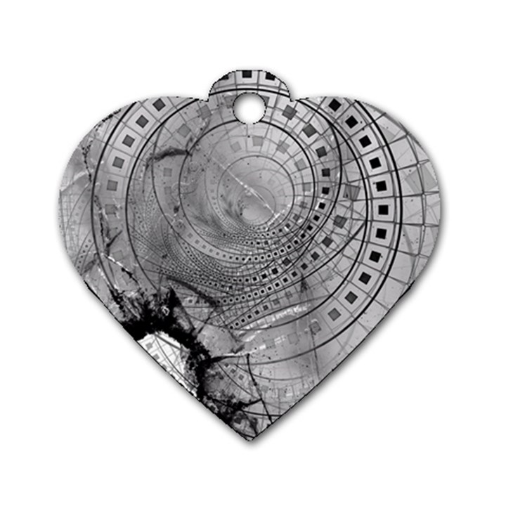 Fragmented Fractal Memories and Gunpowder Glass Dog Tag Heart (Two Sides)