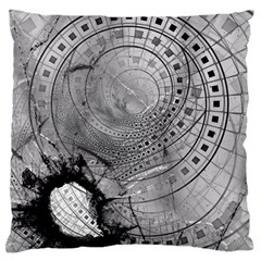 Fragmented Fractal Memories And Gunpowder Glass Large Flano Cushion Case (two Sides) by jayaprime