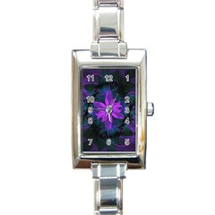 Beautiful Ultraviolet Lilac Orchid Fractal Flowers Rectangle Italian Charm Watch by jayaprime