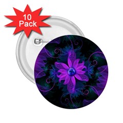 Beautiful Ultraviolet Lilac Orchid Fractal Flowers 2 25  Buttons (10 Pack) 