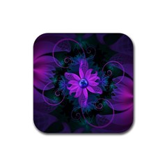 Beautiful Ultraviolet Lilac Orchid Fractal Flowers Rubber Coaster (square)  by jayaprime