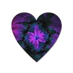 Beautiful Ultraviolet Lilac Orchid Fractal Flowers Heart Magnet by jayaprime