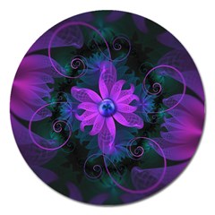 Beautiful Ultraviolet Lilac Orchid Fractal Flowers Magnet 5  (round) by jayaprime