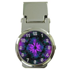 Beautiful Ultraviolet Lilac Orchid Fractal Flowers Money Clip Watches by jayaprime