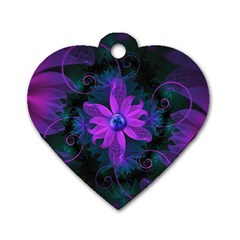 Beautiful Ultraviolet Lilac Orchid Fractal Flowers Dog Tag Heart (two Sides) by jayaprime