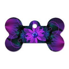 Beautiful Ultraviolet Lilac Orchid Fractal Flowers Dog Tag Bone (one Side) by jayaprime