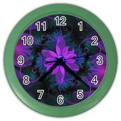 Beautiful Ultraviolet Lilac Orchid Fractal Flowers Color Wall Clocks by jayaprime