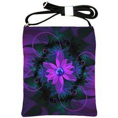 Beautiful Ultraviolet Lilac Orchid Fractal Flowers Shoulder Sling Bags by jayaprime