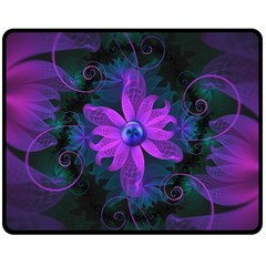 Beautiful Ultraviolet Lilac Orchid Fractal Flowers Fleece Blanket (medium)  by jayaprime