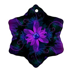 Beautiful Ultraviolet Lilac Orchid Fractal Flowers Snowflake Ornament (two Sides) by jayaprime