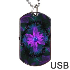 Beautiful Ultraviolet Lilac Orchid Fractal Flowers Dog Tag Usb Flash (one Side) by jayaprime