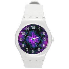 Beautiful Ultraviolet Lilac Orchid Fractal Flowers Round Plastic Sport Watch (m) by jayaprime