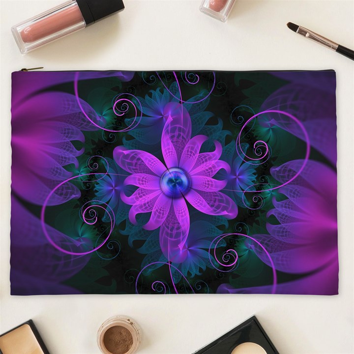 Beautiful Ultraviolet Lilac Orchid Fractal Flowers Cosmetic Bag (XXL) 