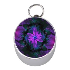 Beautiful Ultraviolet Lilac Orchid Fractal Flowers Mini Silver Compasses by jayaprime