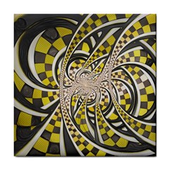 Liquid Taxi Cab, A Yellow Checkered Retro Fractal Tile Coasters by jayaprime