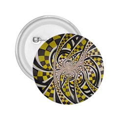 Liquid Taxi Cab, A Yellow Checkered Retro Fractal 2 25  Buttons by jayaprime