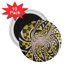 Liquid Taxi Cab, A Yellow Checkered Retro Fractal 2 25  Magnets (10 Pack)  by jayaprime