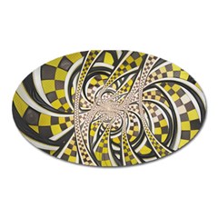 Liquid Taxi Cab, A Yellow Checkered Retro Fractal Oval Magnet by jayaprime