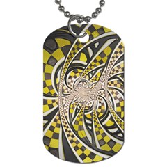 Liquid Taxi Cab, A Yellow Checkered Retro Fractal Dog Tag (two Sides) by jayaprime