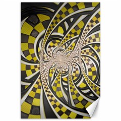 Liquid Taxi Cab, A Yellow Checkered Retro Fractal Canvas 12  X 18  