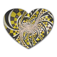 Liquid Taxi Cab, A Yellow Checkered Retro Fractal Heart Mousepads by jayaprime