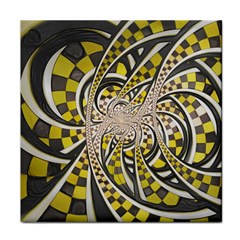 Liquid Taxi Cab, A Yellow Checkered Retro Fractal Face Towel by jayaprime