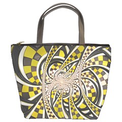 Liquid Taxi Cab, A Yellow Checkered Retro Fractal Bucket Bags by jayaprime