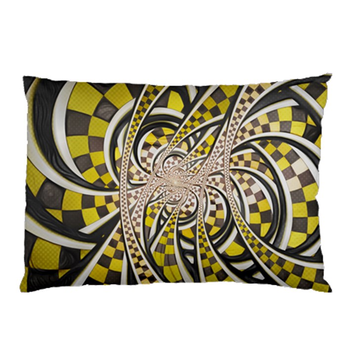 Liquid Taxi Cab, a Yellow Checkered Retro Fractal Pillow Case