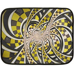 Liquid Taxi Cab, A Yellow Checkered Retro Fractal Double Sided Fleece Blanket (mini)  by jayaprime