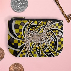 Liquid Taxi Cab, A Yellow Checkered Retro Fractal Mini Coin Purses by jayaprime