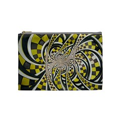 Liquid Taxi Cab, A Yellow Checkered Retro Fractal Cosmetic Bag (medium)  by jayaprime