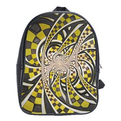 Liquid Taxi Cab, A Yellow Checkered Retro Fractal School Bags(large)  by jayaprime