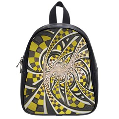 Liquid Taxi Cab, A Yellow Checkered Retro Fractal School Bags (small)  by jayaprime