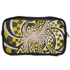 Liquid Taxi Cab, A Yellow Checkered Retro Fractal Toiletries Bags by jayaprime