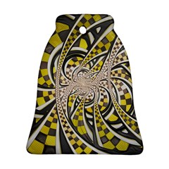 Liquid Taxi Cab, A Yellow Checkered Retro Fractal Bell Ornament (two Sides) by jayaprime