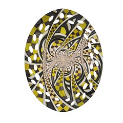 Liquid Taxi Cab, A Yellow Checkered Retro Fractal Ornament (oval Filigree)