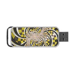 Liquid Taxi Cab, A Yellow Checkered Retro Fractal Portable Usb Flash (one Side) by jayaprime