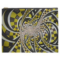 Liquid Taxi Cab, A Yellow Checkered Retro Fractal Cosmetic Bag (xxxl)  by jayaprime