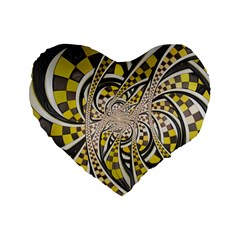 Liquid Taxi Cab, A Yellow Checkered Retro Fractal Standard 16  Premium Heart Shape Cushions by jayaprime