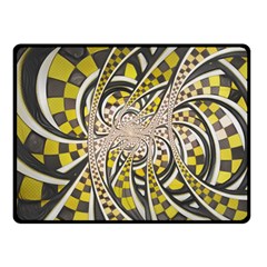 Liquid Taxi Cab, A Yellow Checkered Retro Fractal Double Sided Fleece Blanket (small)  by jayaprime