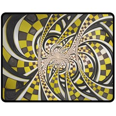 Liquid Taxi Cab, A Yellow Checkered Retro Fractal Double Sided Fleece Blanket (medium)  by jayaprime