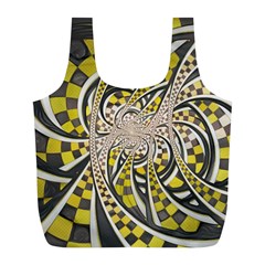 Liquid Taxi Cab, A Yellow Checkered Retro Fractal Full Print Recycle Bags (l)  by jayaprime