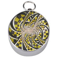 Liquid Taxi Cab, A Yellow Checkered Retro Fractal Silver Compasses by jayaprime