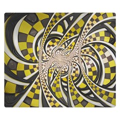 Liquid Taxi Cab, A Yellow Checkered Retro Fractal Double Sided Flano Blanket (small)  by jayaprime