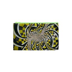 Liquid Taxi Cab, A Yellow Checkered Retro Fractal Cosmetic Bag (xs) by jayaprime