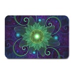 Glowing Blue-Green Fractal Lotus Lily Pad Pond Plate Mats 18 x12  Plate Mat