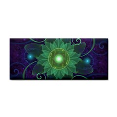 Glowing Blue-green Fractal Lotus Lily Pad Pond Cosmetic Storage Cases by jayaprime