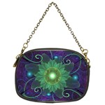 Glowing Blue-Green Fractal Lotus Lily Pad Pond Chain Purses (Two Sides)  Front